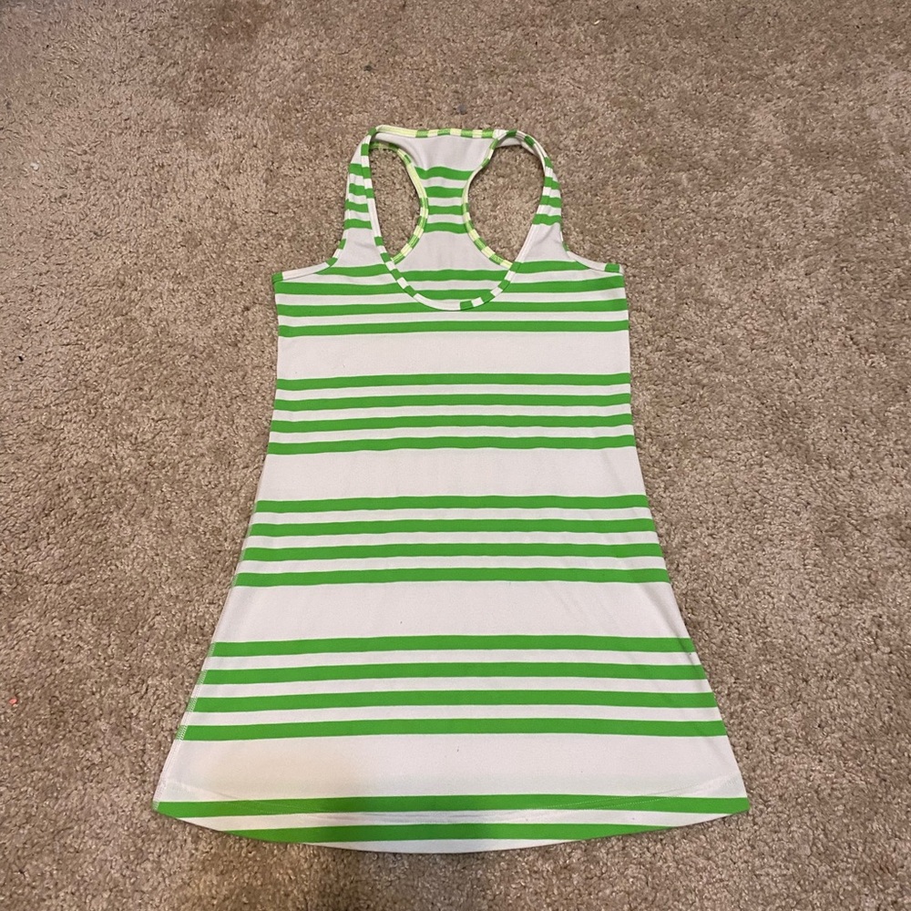 Lululemon Green Striped Tank Top
